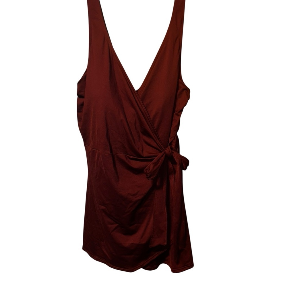 Lands'end wrap swim dress plus size 22w dark wine swimsuit 3X